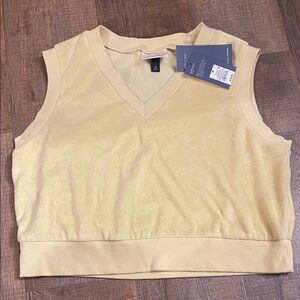 Yellow Sleeveless knit V-Neck Top